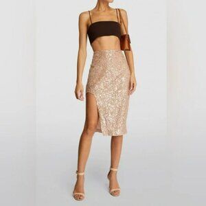 Zeynep Arcay Pink Sequined Slit Skirt - Originally $1650!